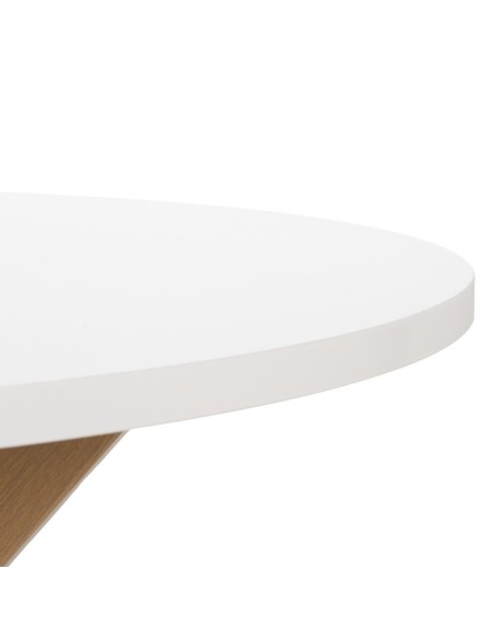 Mesa redonda ARGO em DM branco e pés em metal natural Ø 120 cm.