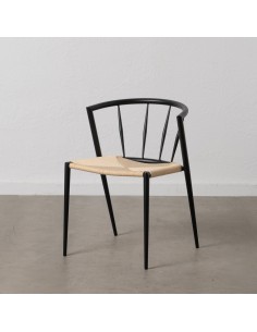 Silla de diseño ANALY de metal con acabado negro y...
