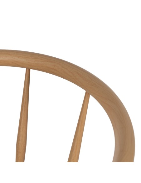 Silla de diseño ANALY de metal con acabado natural y asiento de cuerda.