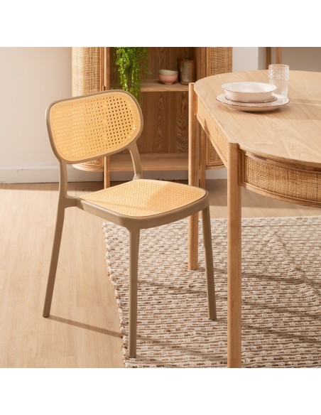 Silla DORIN apilable de polipropileno, beige/natural.