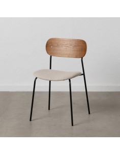 Silla de diseño Maureen de chapa de roble,tejido crema y...