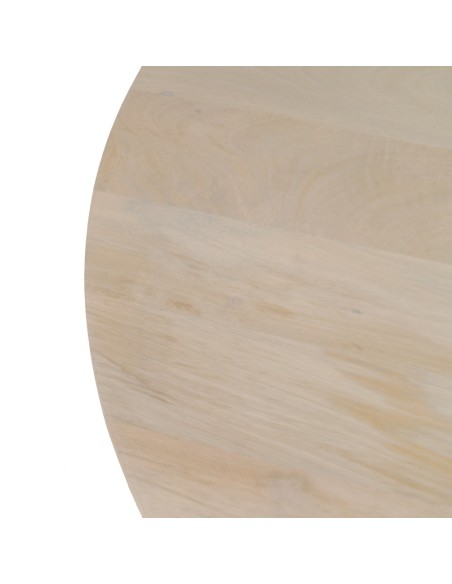 Mesa redonda de comedor MACARELLA de madera de mango blanqueado 100 x 77 cm.