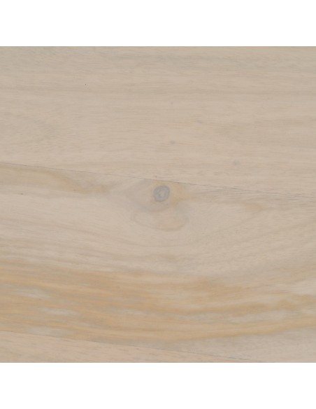 Mesa redonda de comedor MACARELLA de madera de mango blanqueado 100 x 77 cm.