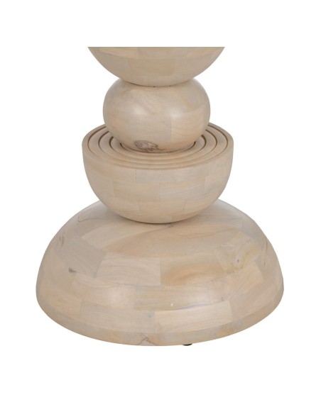 Mesa redonda de comedor MACARELLA de madera de mango blanqueado 100 x 77 cm.