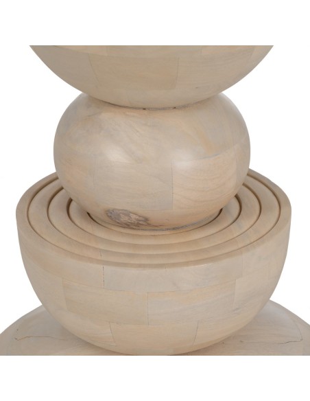 Mesa redonda de comedor MACARELLA de madera de mango blanqueado 100 x 77 cm.