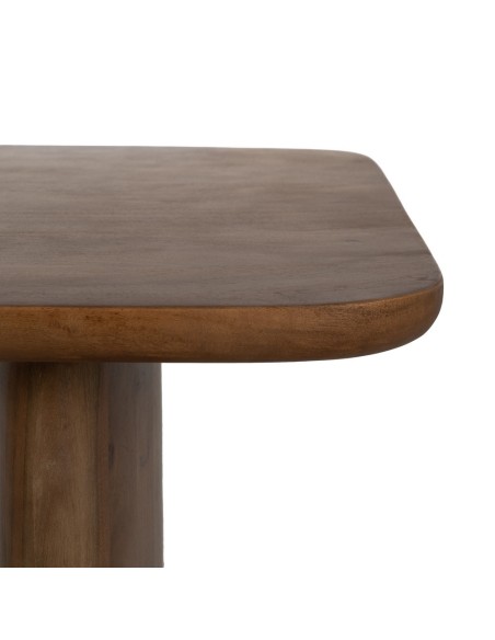 Mesa de centro OAQ de madera de mango acabado marron, 130 x 70 cm.