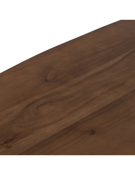 Mesa de centro OAQ em madeira de mangueira com acabamento castanho, 130 x 70 cm.