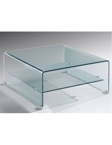 Mesa de centro DRED 60x60, baixa, vidro curvado.