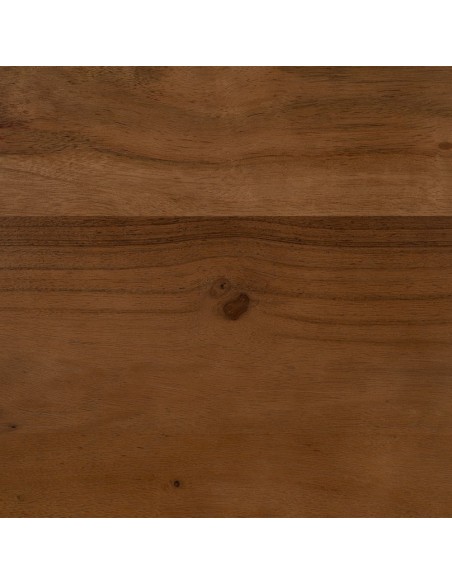 Mesa de centro OAQ em madeira de mangueira com acabamento castanho, 130 x 70 cm.