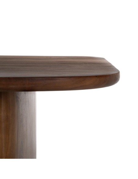 Mesa de jantar OAQ em madeira de mangueira com acabamento castanho, 200 x 76 cm.
