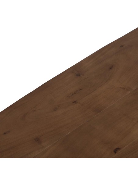 Mesa de jantar OAQ em madeira de mangueira com acabamento castanho, 200 x 76 cm.