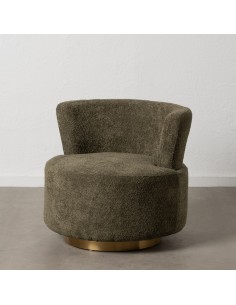 Poltrona LUISA em tecido verde e metal dourado.