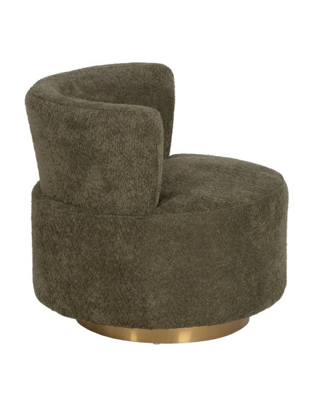 Poltrona LUISA em tecido verde e metal dourado.