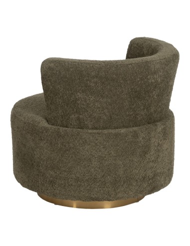 Butaca LUISA en tejido verde y metal dorado.