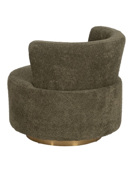 Butaca LUISA en tejido verde y metal dorado.