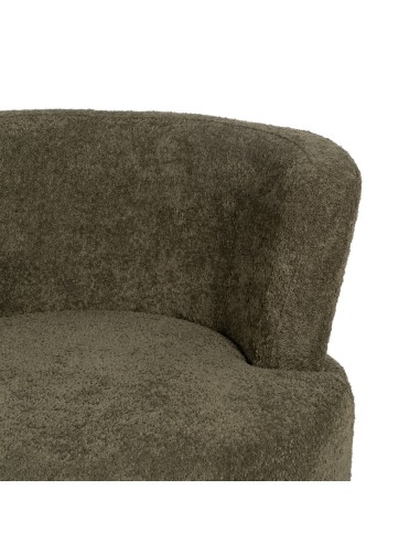 Butaca LUISA en tejido verde y metal dorado.