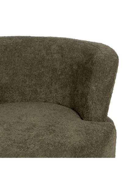 Poltrona LUISA em tecido verde e metal dourado.