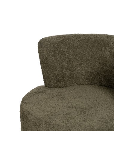 Poltrona LUISA em tecido verde e metal dourado.