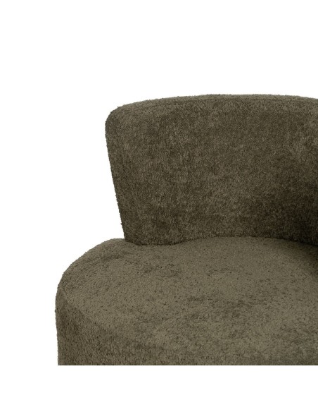 Poltrona LUISA em tecido verde e metal dourado.