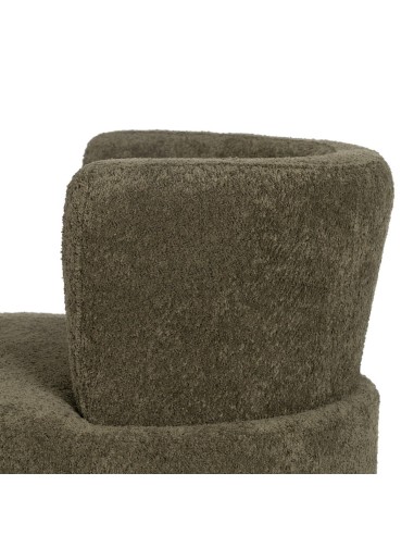 Poltrona LUISA em tecido verde e metal dourado.