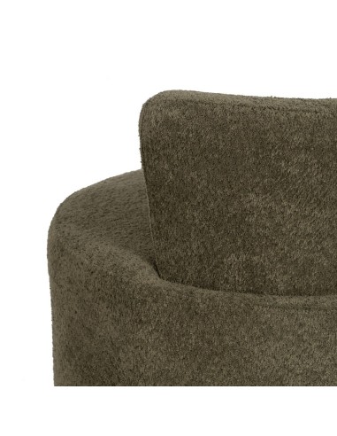 Poltrona LUISA em tecido verde e metal dourado.