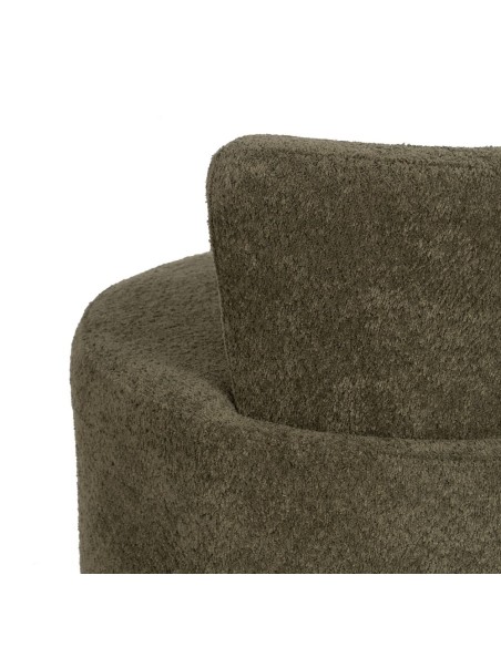 Butaca LUISA en tejido verde y metal dorado.