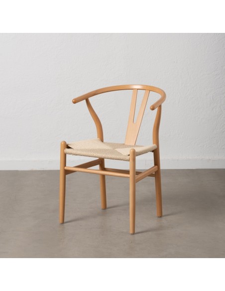 Silla ADAM de madera natural y cuerda.