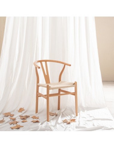 Silla ADAM de madera natural y cuerda.