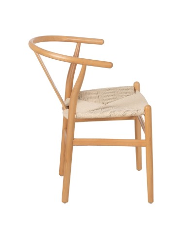 Silla ADAM de madera natural y cuerda.