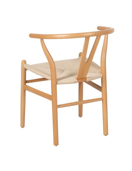 Silla ADAM de madera natural y cuerda.
