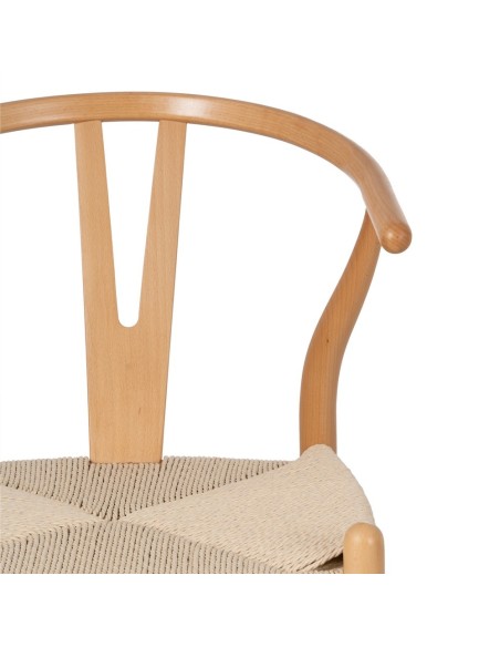 Silla ADAM de madera natural y cuerda.