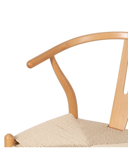 Silla ADAM de madera natural y cuerda.