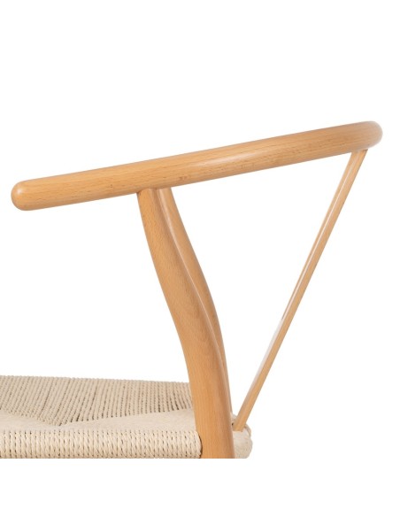 Silla ADAM de madera natural y cuerda.