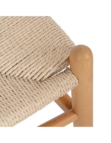 Silla ADAM de madera natural y cuerda.