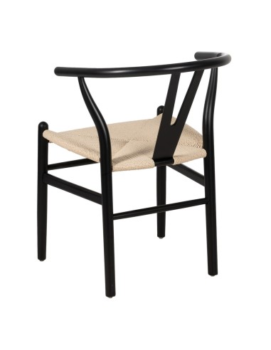 Cadeira ADAM de madeira natural em corda preta...