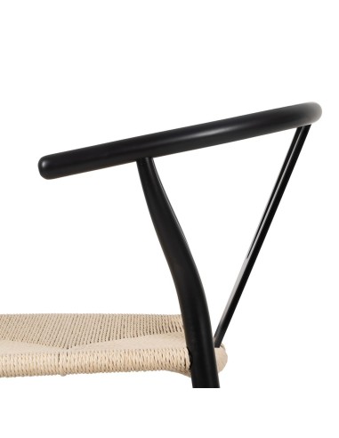 Cadeira ADAM de madeira natural em corda preta...