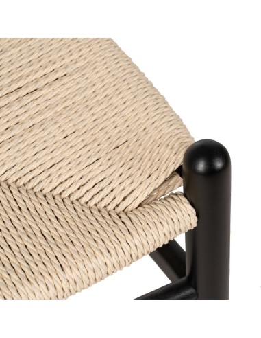 Cadeira ADAM de madeira natural em corda preta...