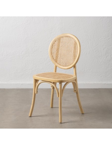 Cadeira DORIAN em madeira maciça de olmo e rattan natural.