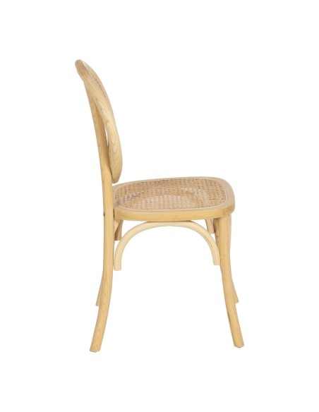 Silla DORIAN de madera maciza de olmo y ratán natural.