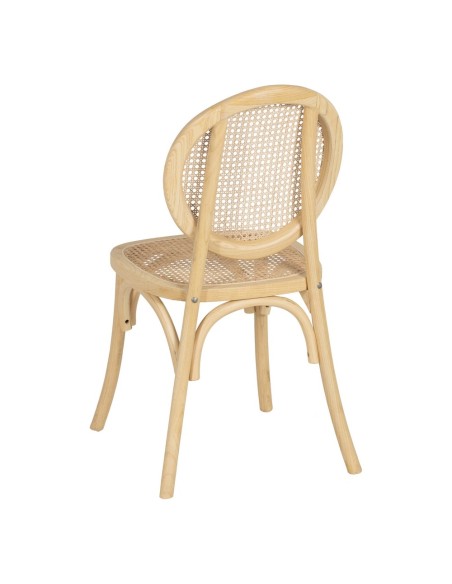 Silla DORIAN de madera maciza de olmo y ratán natural.