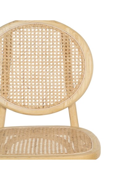 Silla DORIAN de madera maciza de olmo y ratán natural.