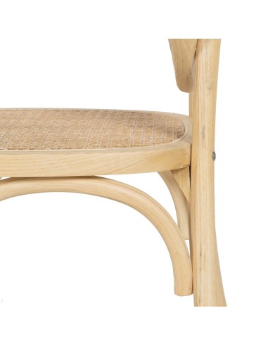 Silla DORIAN de madera maciza de olmo y ratán...