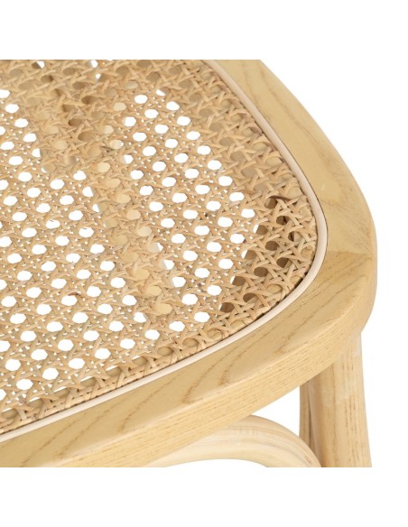 Silla DORIAN de madera maciza de olmo y ratán natural.