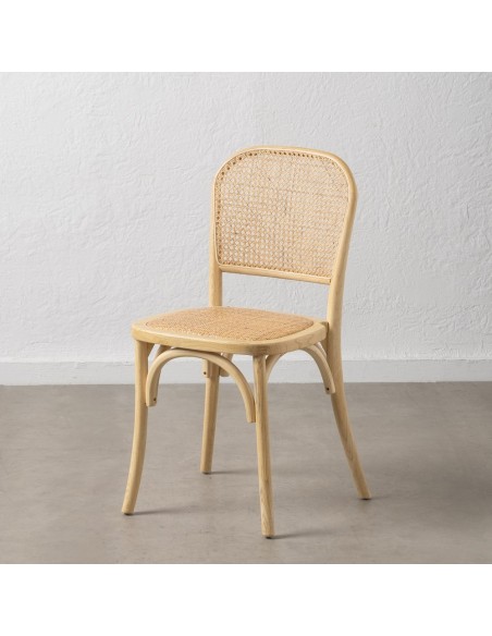 Silla colonial DORANE de madera de olmo y ratán.