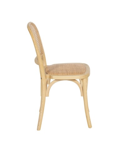 Silla colonial DORANE de madera de olmo y ratán.