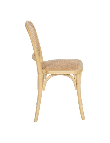 Silla colonial DORANE de madera de olmo y ratán.