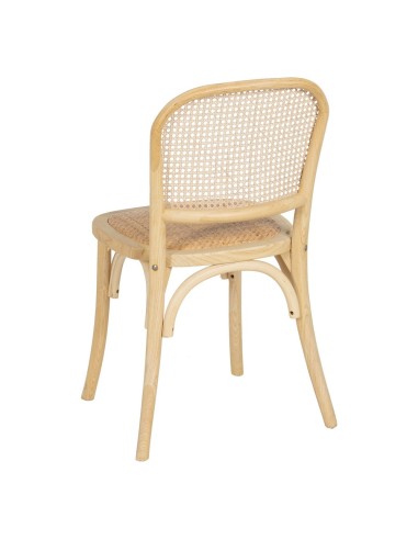 Silla colonial DORANE de madera de olmo y ratán.