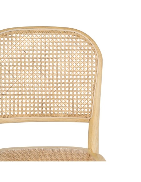 Silla colonial DORANE de madera de olmo y ratán.