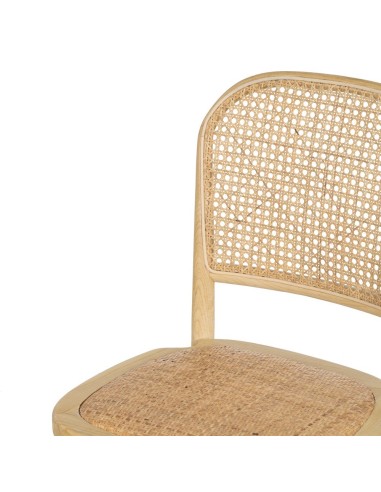 Silla colonial DORANE de madera de olmo y ratán.