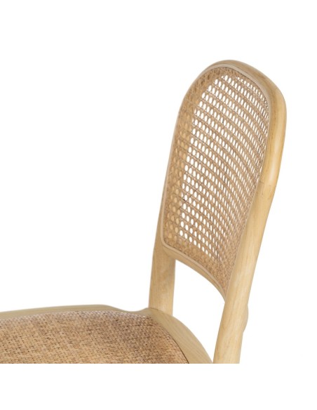 Silla colonial DORANE de madera de olmo y ratán.